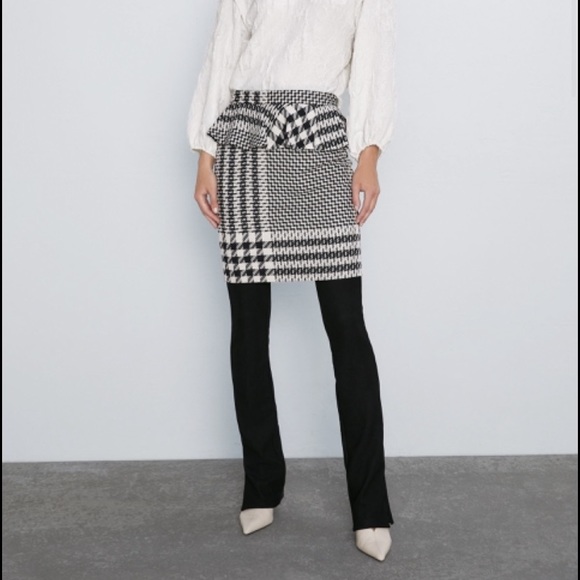 NWT Zara ruffled plaid pencil skirt size XS - Picture 2 of 8